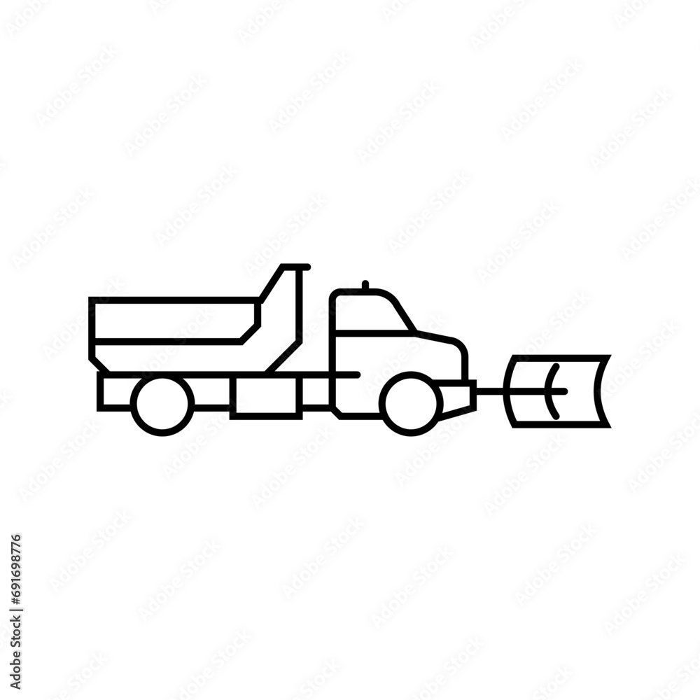 snowplow truck winter season line icon vector. snowplow truck winter season sign. isolated contour symbol black illustration