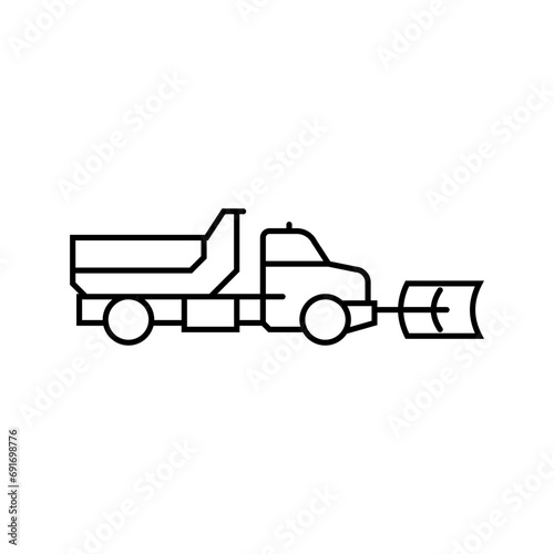 snowplow truck winter season line icon vector. snowplow truck winter season sign. isolated contour symbol black illustration