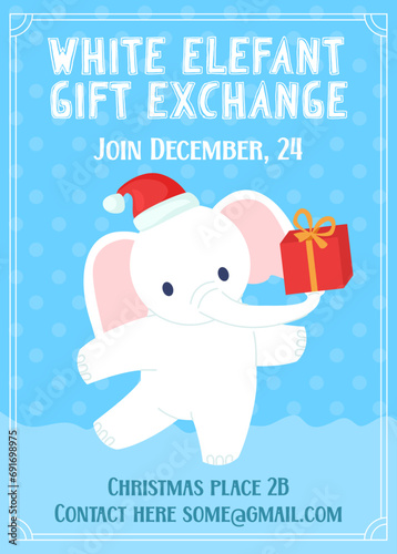 White elephant gift exchange Christmas game party template