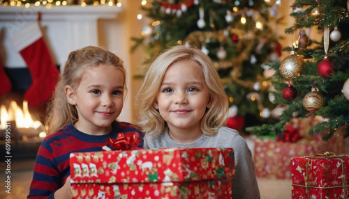 Open Christmas gift box tog...