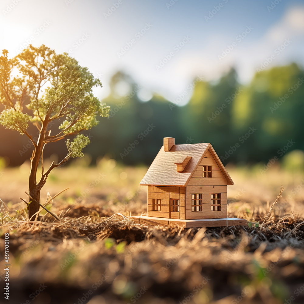 Concept of buying or building new home. offering a new dream house at the empty field with copy space.. Concept of buying or building new home. offering a new dream house at the empty field with copy space..