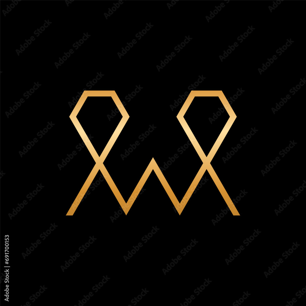 Letter W diamond luxury line logo design Letter W diamond luxury line logo design