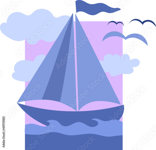 grafik ilustrasi dari perahu bewarna ungu , vektor ini sangat bagus untuk icon, logo, banner, sampul photo