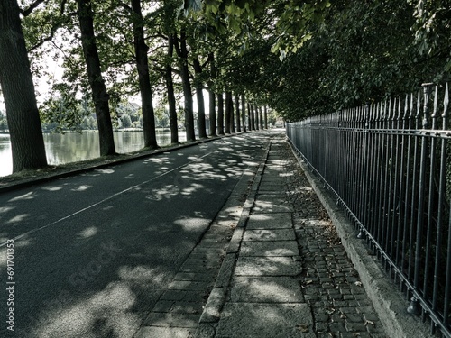metal carved railing on a street photo