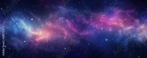 Vector colorful abstract universe backgroud with galaxies and glowing stars 