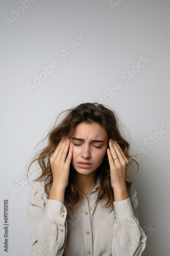 Portrait of a latin woman with headache