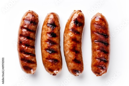 Grilled sausage isolated on white background