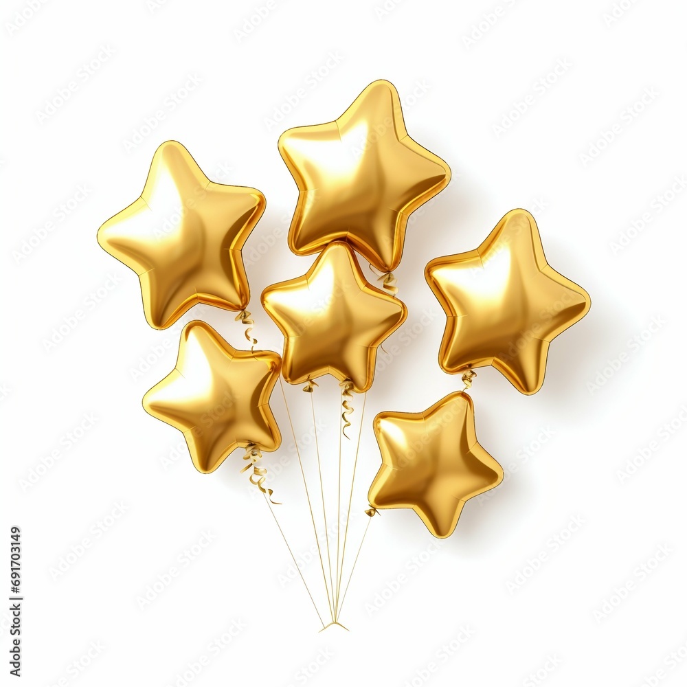 Cluster of Golden Star Balloons. Generative ai Cluster of Golden Star Balloons. Generative ai
