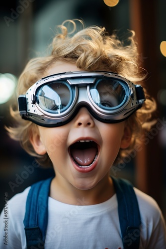 little boy with huge futuristic fantasy glasses on