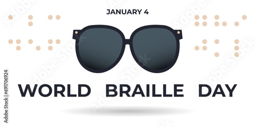 Awareness banner for World Braille Day with eyeglasses