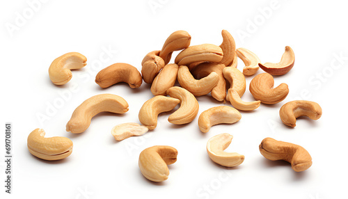 Cashews nuts isolated on transparent or white background.