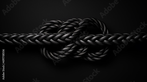 gordian knot on a black background, the concept of a complex confusing situation photo