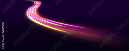 Abstract technology light lines. shiny spiral lines effect neon color glowing lines background, high-speed light trails effect. dynamic high speed data streaming traffic.