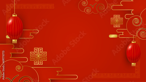 Red and gold vector realistic chinese new year background. Happy Chinese new year background. 2024. Year of the Dragon.