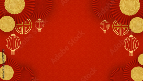 Wallpaper Mural Red and gold chinese style decorative background design luxury vector illustration. Happy Chinese new year background. 2024. Year of the Dragon. Torontodigital.ca
