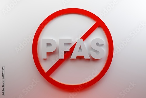 Sign no for PFAS in food - shining illuminated.