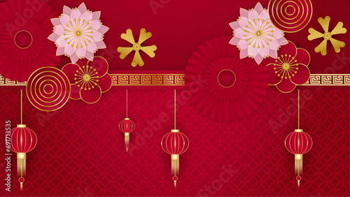 Red pink and gold vector gradient chinese new year background. Happy Chinese new year background for poster, banner, flyer, greeting card, and sale