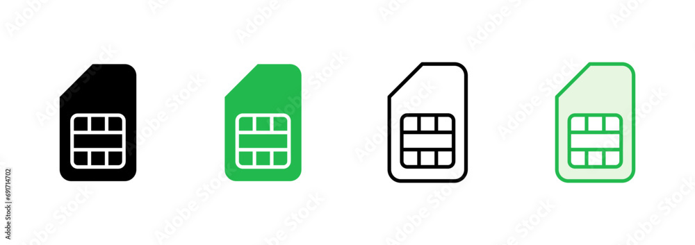 Sim card icon set. dual sim card icon vector