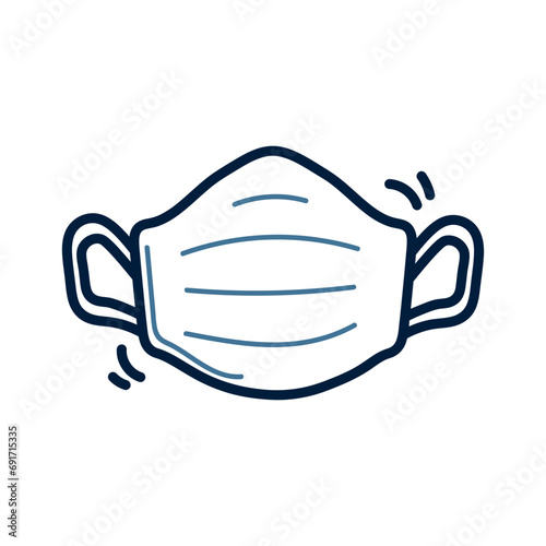 Hand drawn Surgical mask doodle line illustration. Surgical mask doodle icon vector.