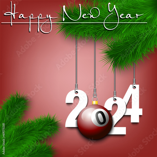 Happy New Year 2023 and billiard ball