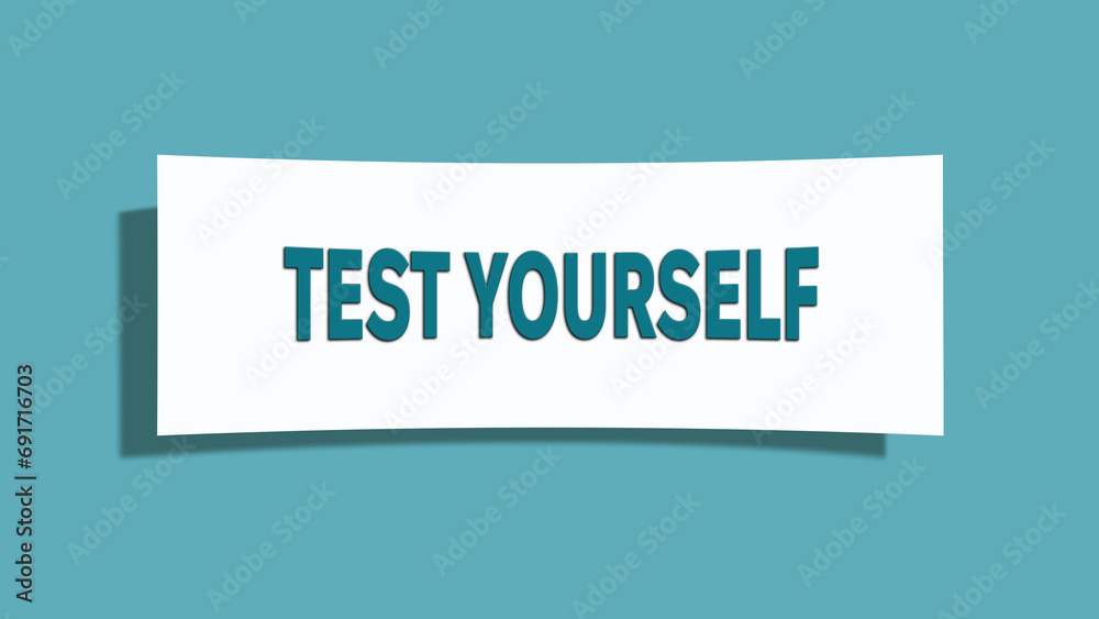 Test yourself symbol. A card in light green with words Test yourself. Isolated on white background. Test yourself symbol. A card in light green with words Test yourself. Isolated on white background.