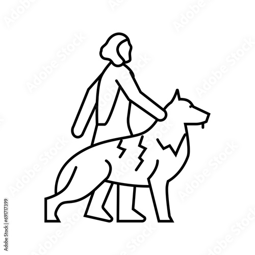 domestication animals human evolution line icon vector. domestication animals human evolution sign. isolated contour symbol black illustration