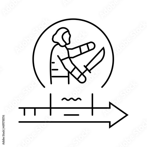 iron age human evolution line icon vector. iron age human evolution sign. isolated contour symbol black illustration