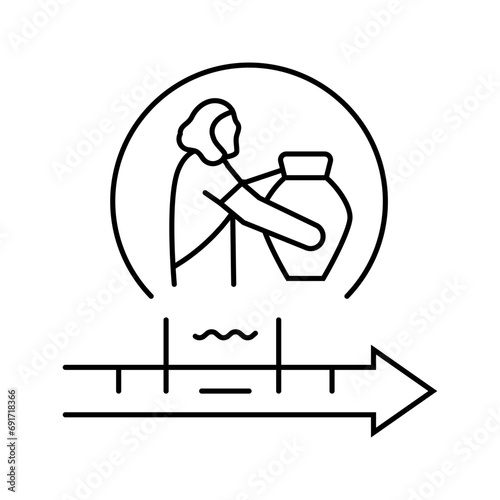 bronze age human evolution line icon vector. bronze age human evolution sign. isolated contour symbol black illustration