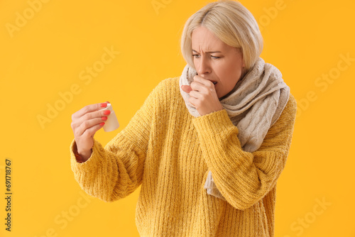 Ill mature woman with pill ...