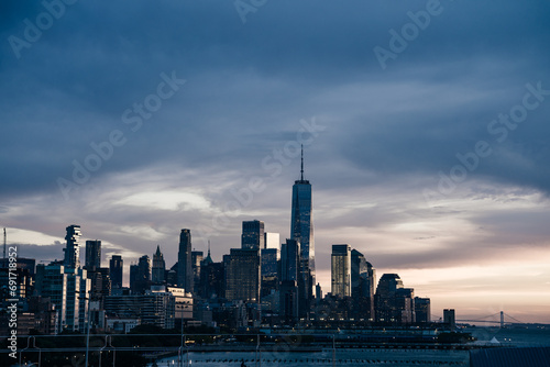 Manhattan  New York  USA - Sep  2th 2022 Manhattan from Little Island Park at sunset.