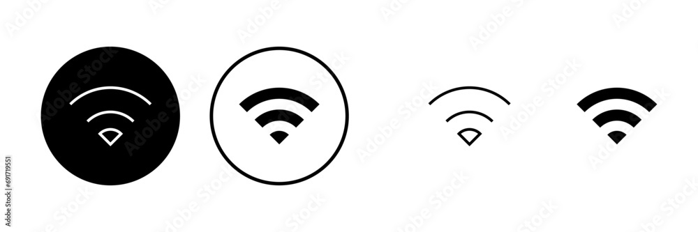 WIFI Icons set. signal vector icon. Wireless and wifi icon or sign for remote internet access - obrazy, fototapety, plakaty 