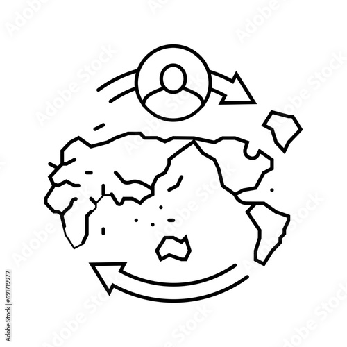 migration africa human evolution line icon vector. migration africa human evolution sign. isolated contour symbol black illustration
