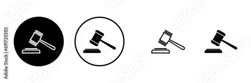 Gavel icons set. Hammer icon vector. Judge Gavel Auction Icon Vector. Bid