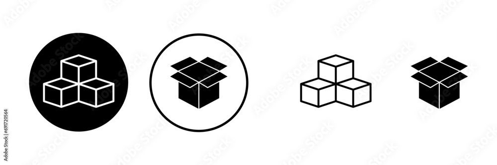 Box icons set. Cardboard box, packaging open. Box icon vector Box icons set. Cardboard box, packaging open. Box icon vector