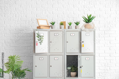 Modern locker with plants n...