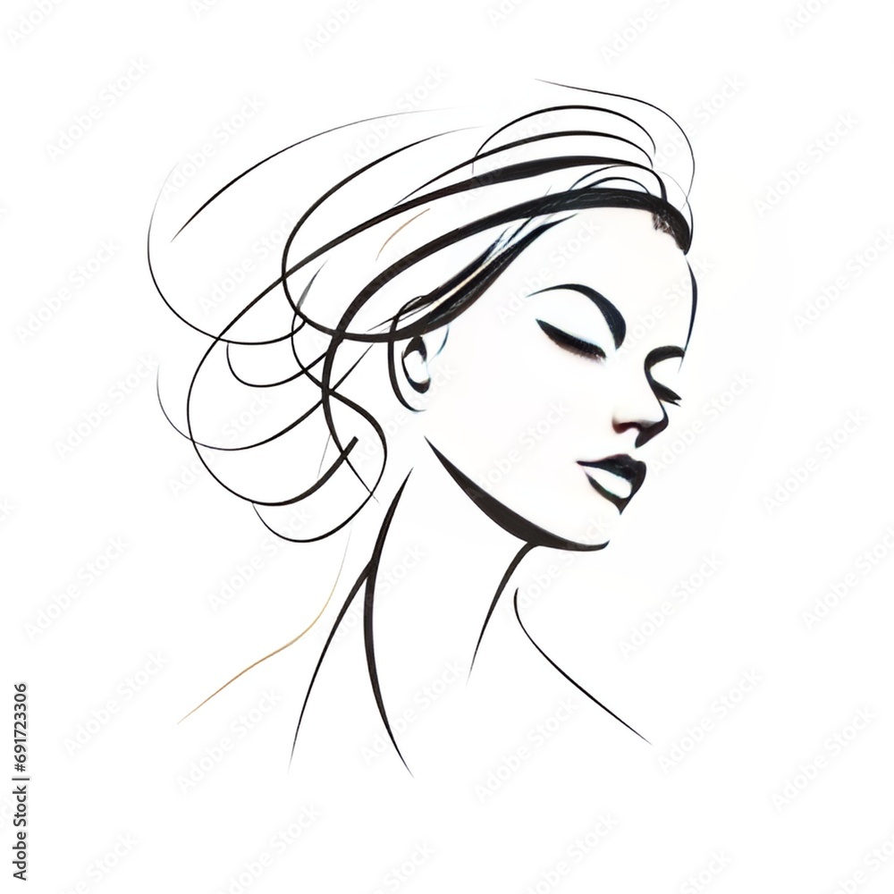 Simple female face line art Simple female face line art