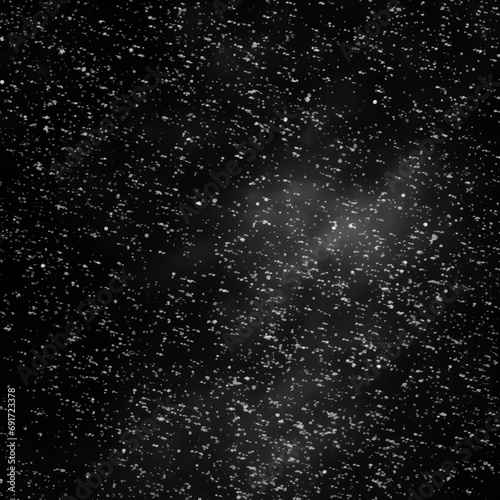 Stars of a planet and galaxy in a free space. Snow on a dark background