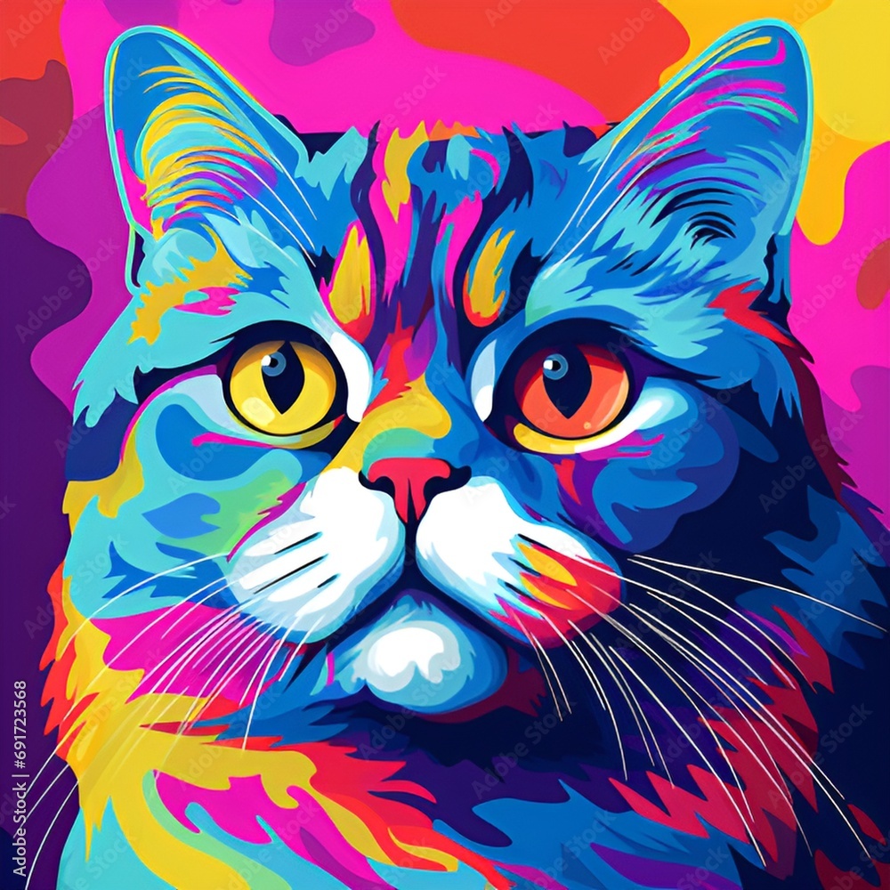 Clip art of colorful cat