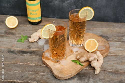 Glasses of fresh ginger bee...