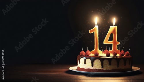 14 years birthday cake. Fourteen birthday cake.	
 photo