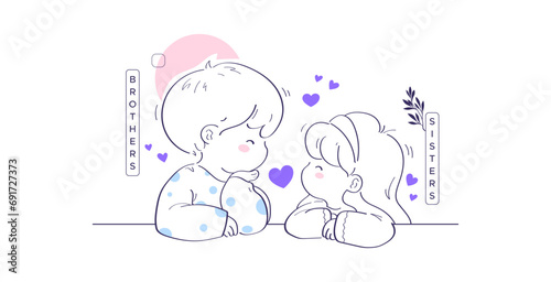 Brother and sister day celebration design, May 2. brothers and sisters day celebration, featuring cute boys and girls. modern minimalist style design