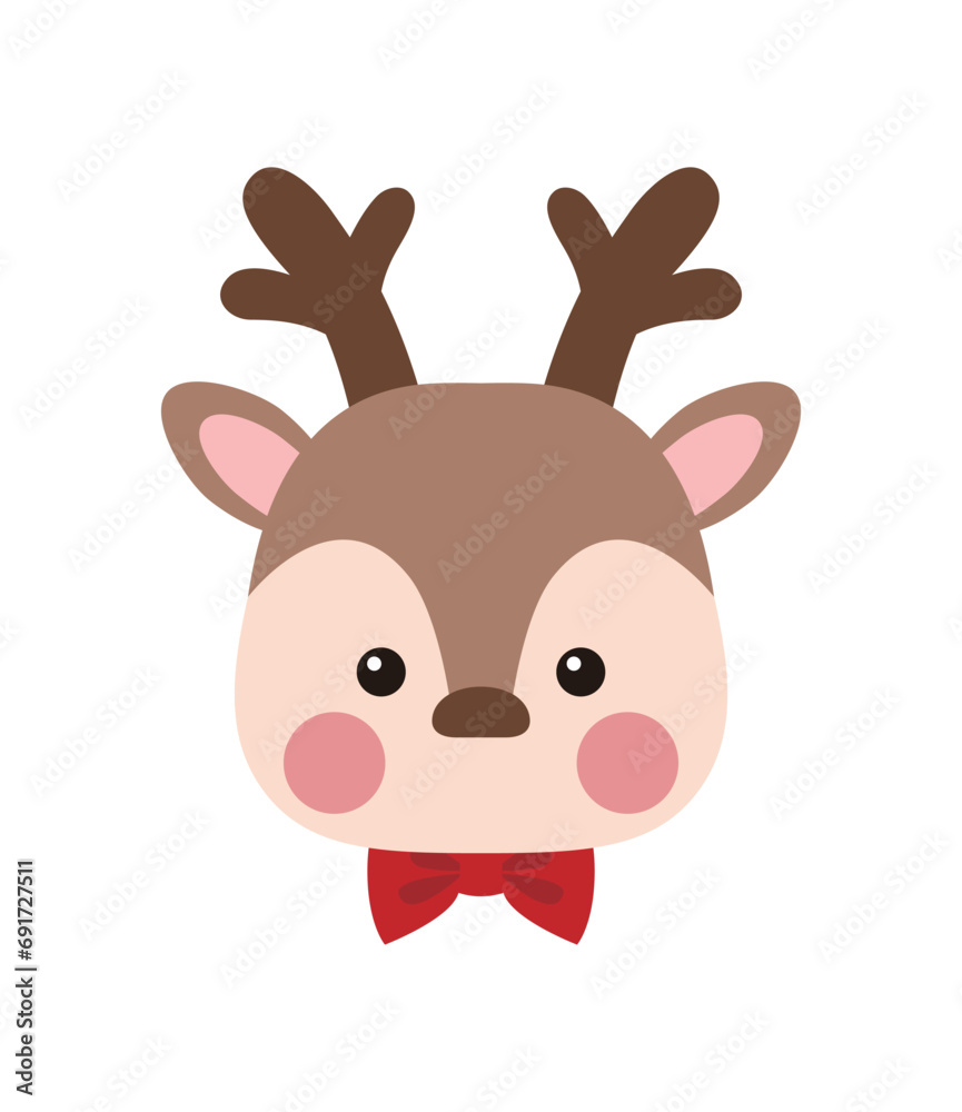 A character illustration of Rudolph the reindeer, a cute animal with a winter Christmas concept. Rudolph has a red nose and horns. A character illustration of Rudolph the reindeer, a cute animal with a winter Christmas concept. Rudolph has a red nose and horns.