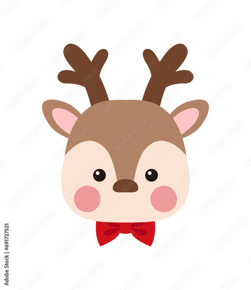 A character illustration of Rudolph the reindeer, a cute animal with a winter Christmas concept. Rudolph has a red nose and horns. A character illustration of Rudolph the reindeer, a cute animal with a winter Christmas concept. Rudolph has a red nose and horns.