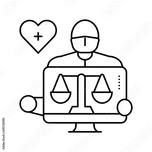 biomedical ethics line icon vector. biomedical ethics sign. isolated contour symbol black illustration