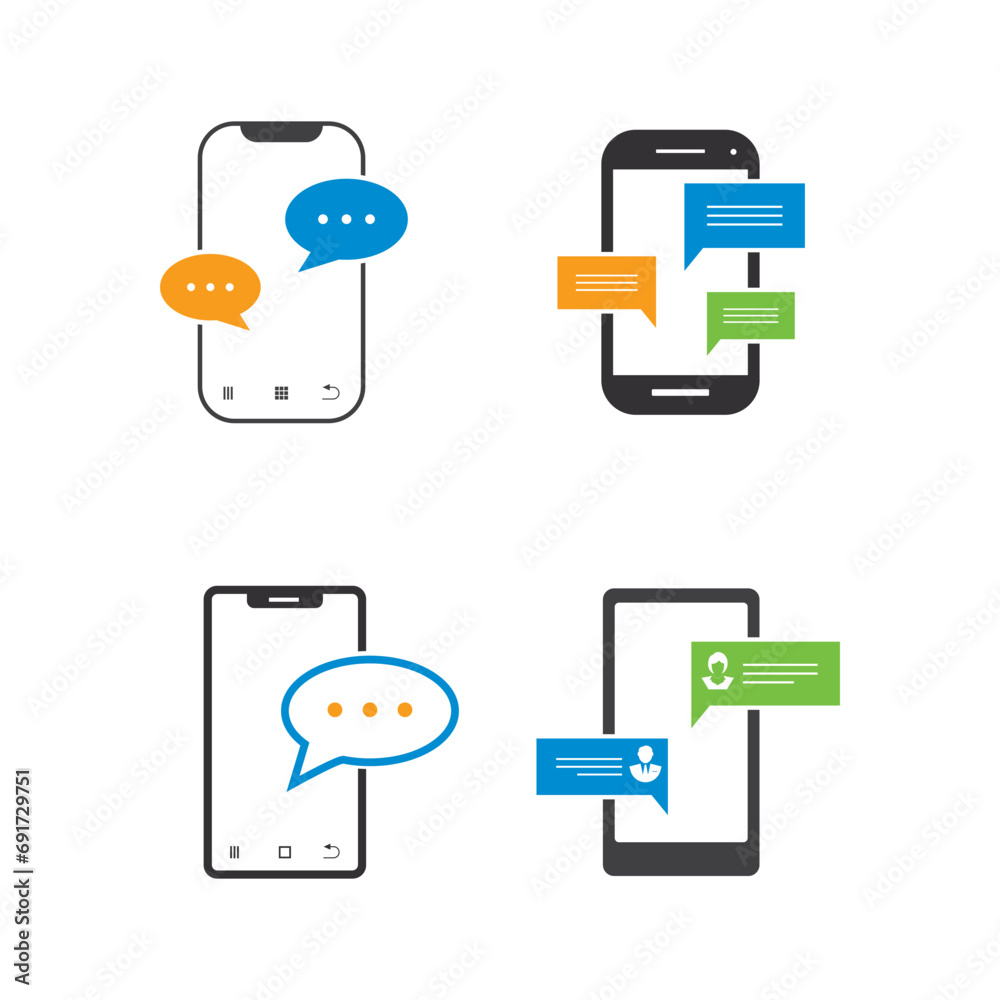 sign of new chat on cellphone logo vector icon illustration sign of new chat on cellphone logo vector icon illustration