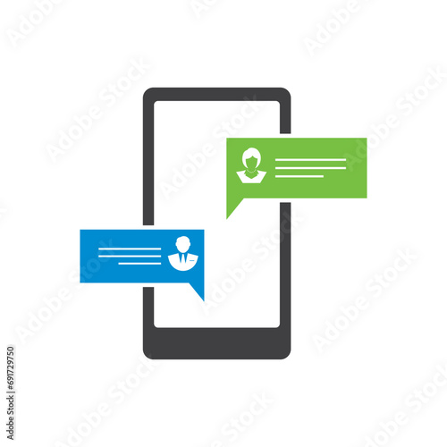 sign of new chat on cellphone logo vector icon illustration