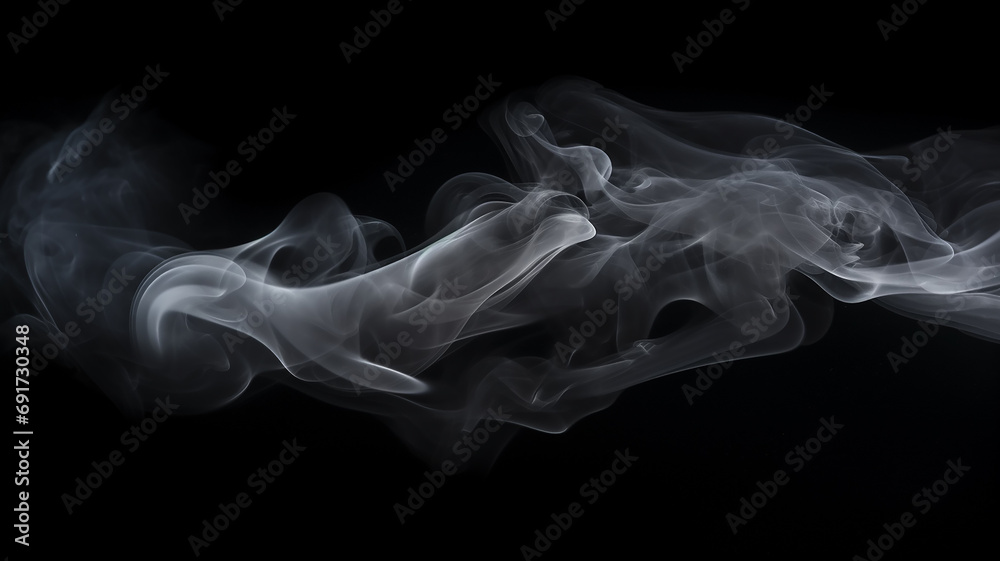 Fototapeta premium clouds of white smoke on a black background texture