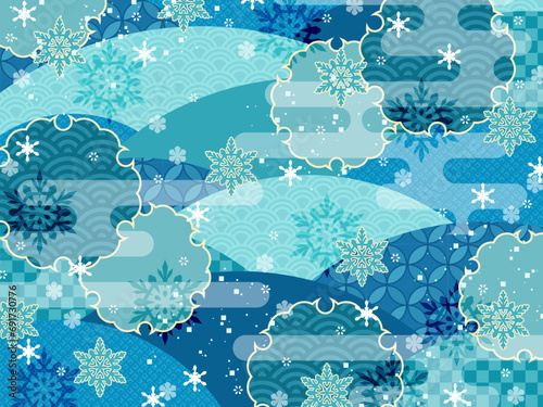和風の雪柄の背景