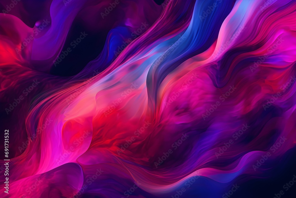 Dark blue, violet, purple, magenta, pink, burgundy, and red abstract background for design purposes. Color gradient and ombre effect, incorporating fluid and undulating patterns to add a dynamic touch