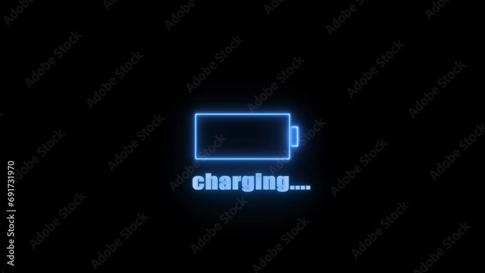 Glowing neon charging icon animation 4k Glowing neon charging icon animation 4k